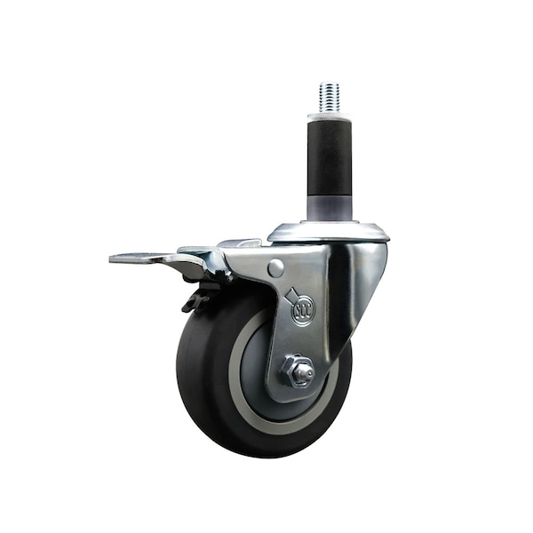 Service Caster 3.5'' Thermoplastic Rubber Swivel 1-1/8'' Expanding Stem Caster Total Lock Brake SCC-EXTTL20S3514-TPRB-118 - main